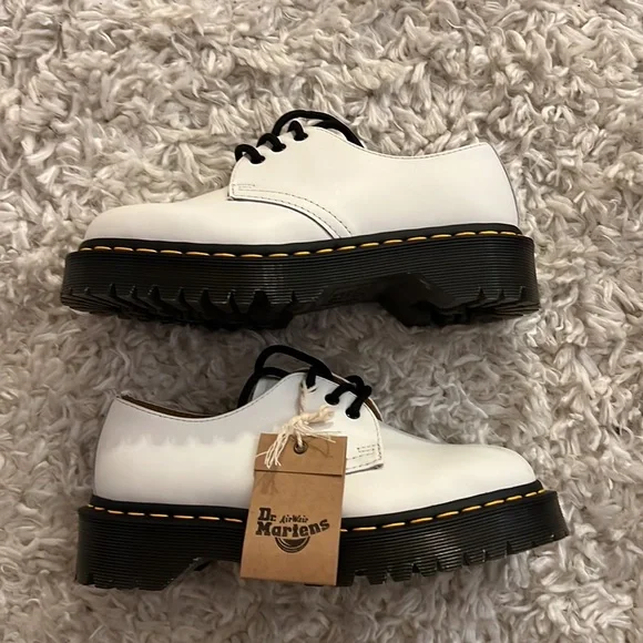 Martens Shoes Dr Martens 461 Quad Smooth Leather White